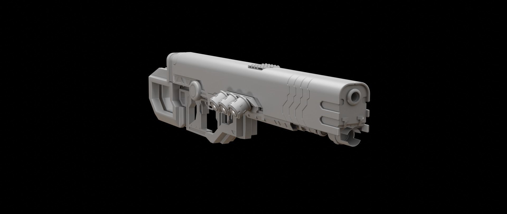 Mecha hard surface assault rifle 3D model_3