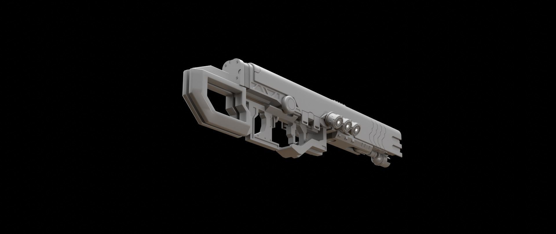 Mecha hard surface assault rifle 3D model_13