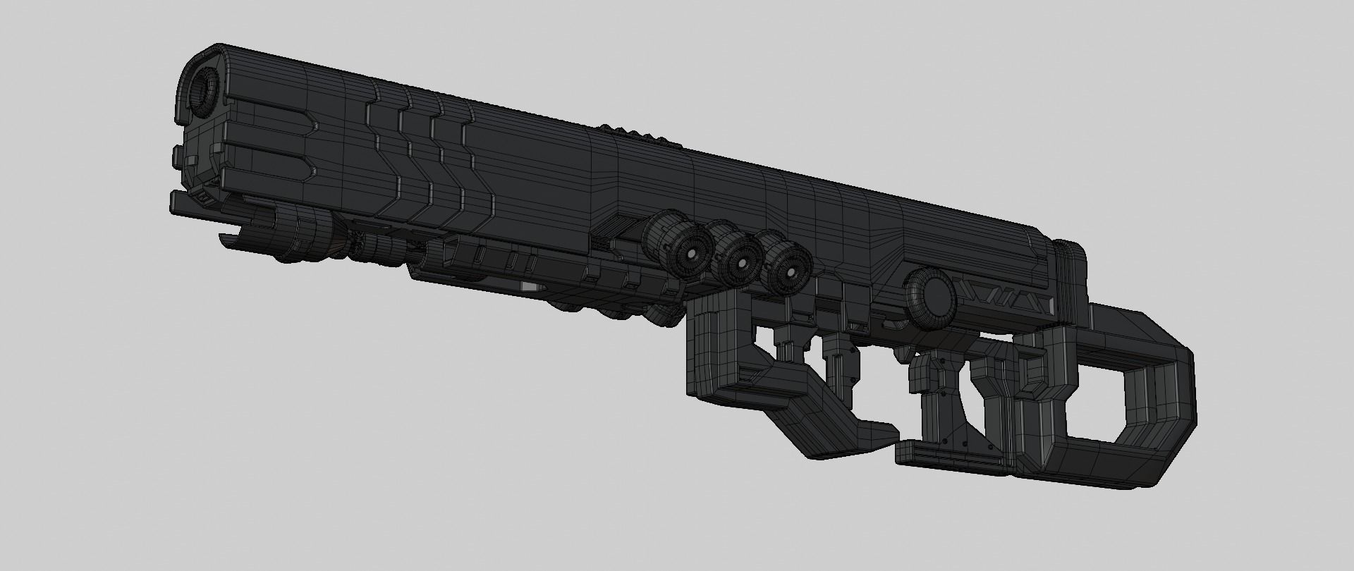 Mecha hard surface assault rifle 3D model_15