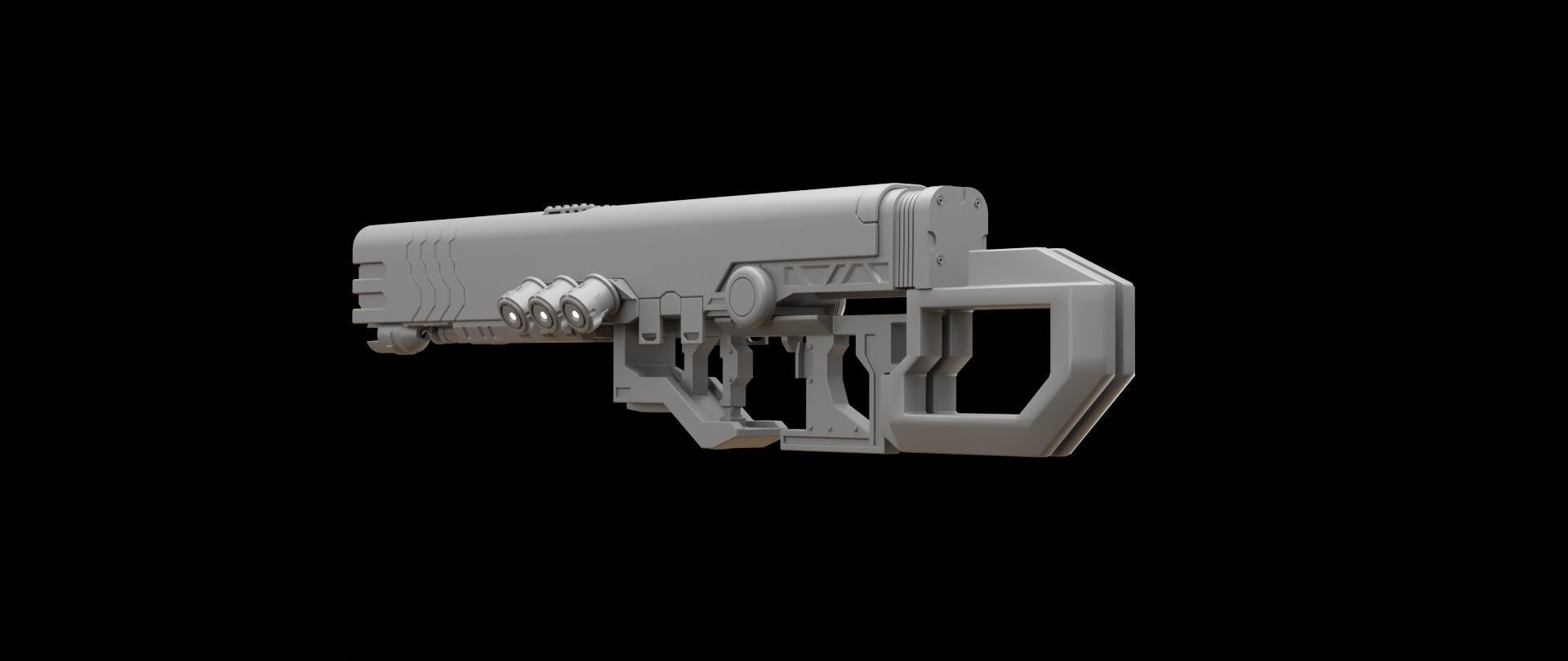 Mecha hard surface assault rifle 3D model_9