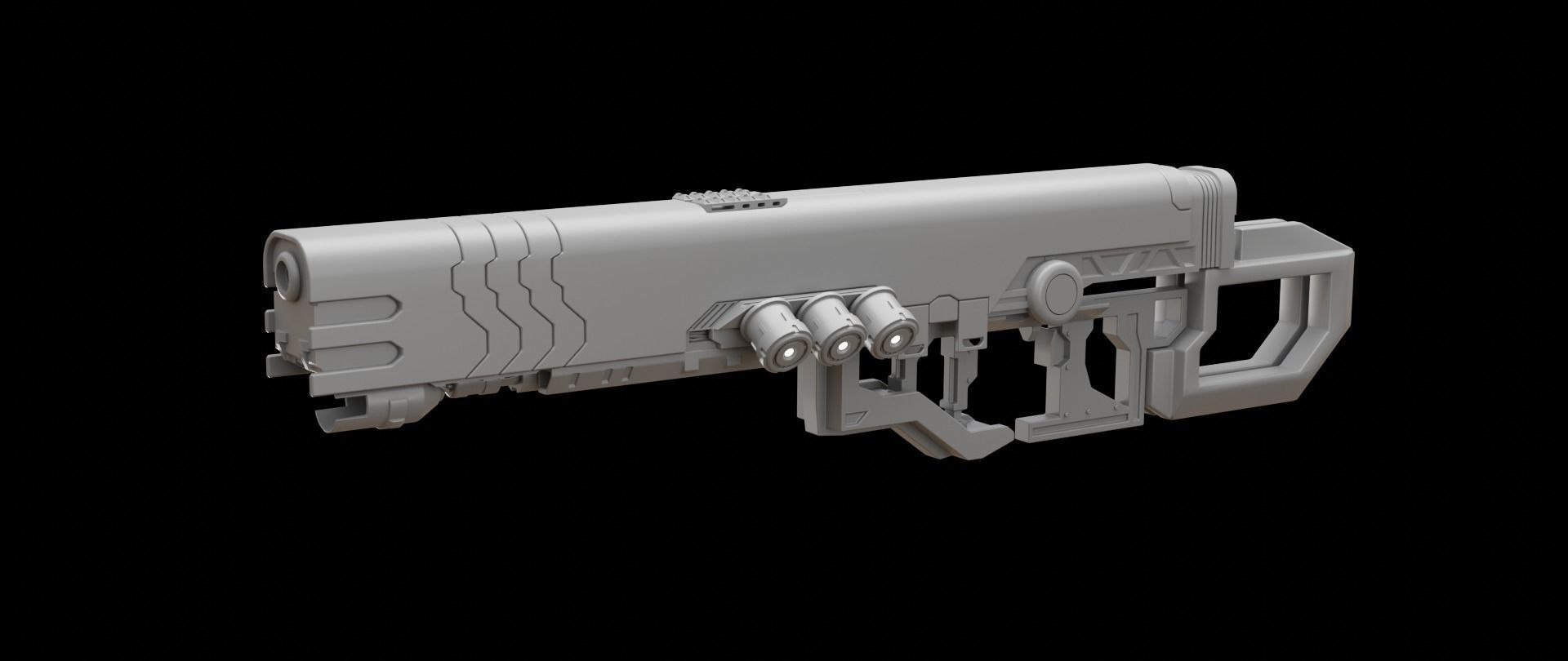 Mecha hard surface assault rifle 3D model_1