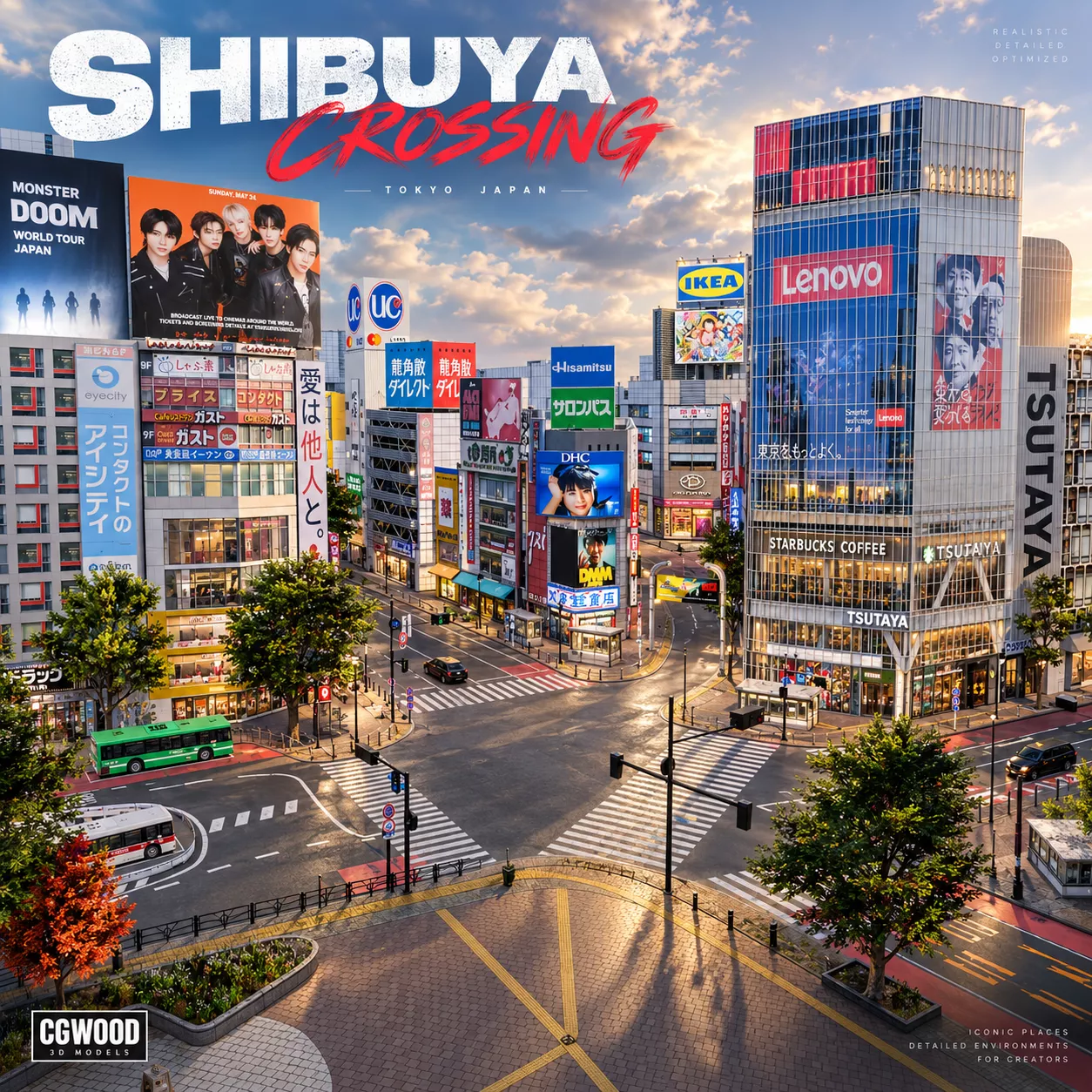 Shibuya Scramble Crossing Shibuya City Tokyo Japan 3D model