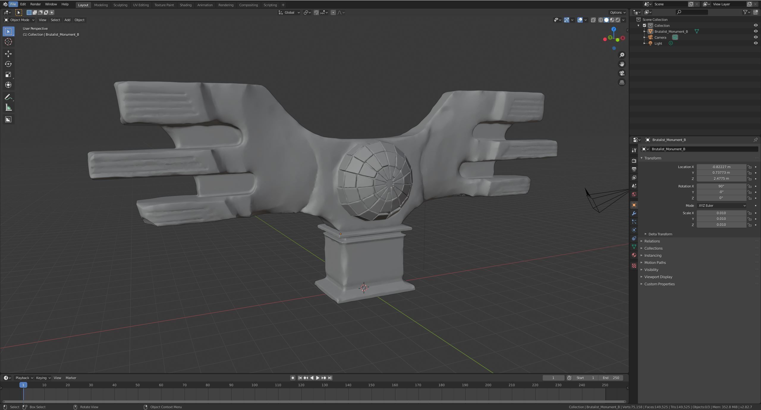 Brutalist Monument 3D model_9