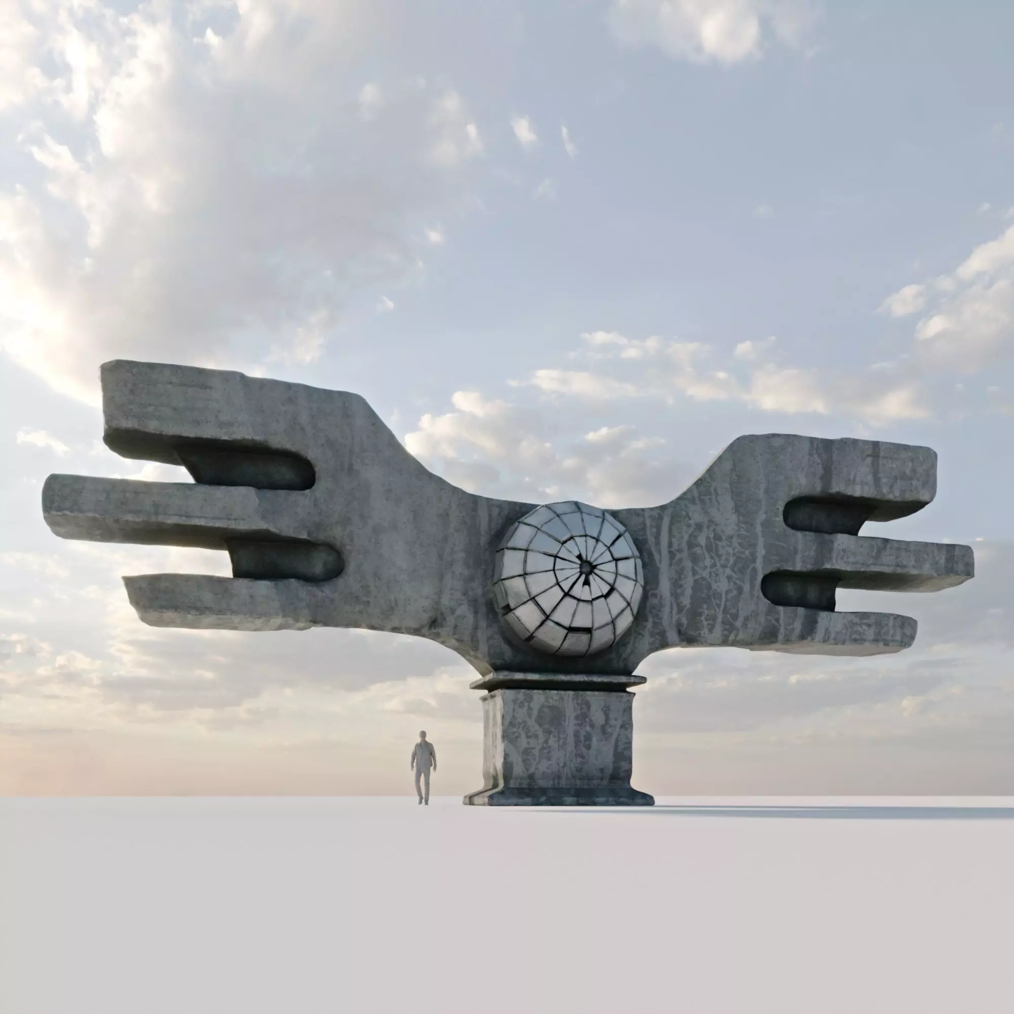Brutalist Monument 3D model_0