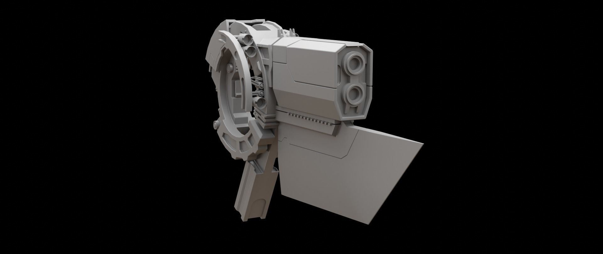 Mecha hard surface submachine gun 3D model_3