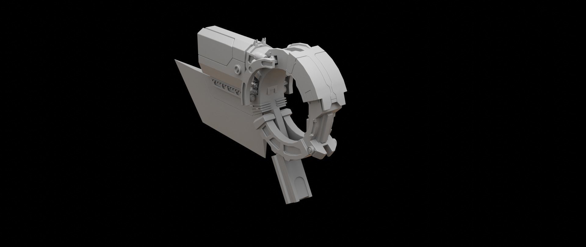 Mecha hard surface submachine gun 3D model_17