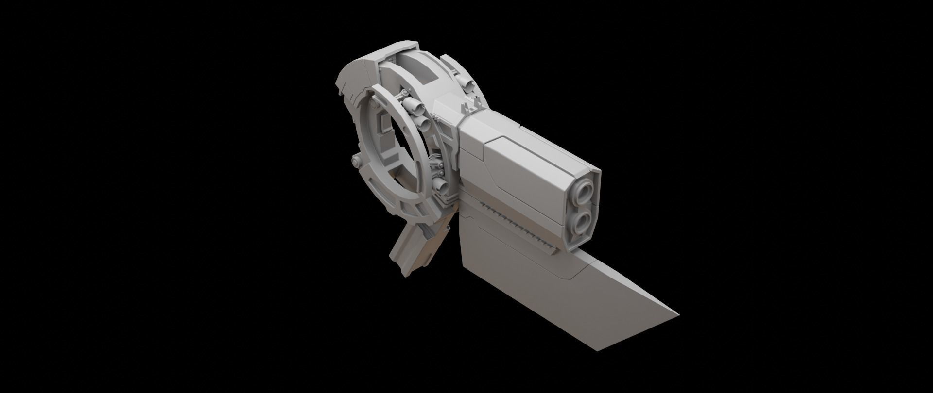 Mecha hard surface submachine gun 3D model_5