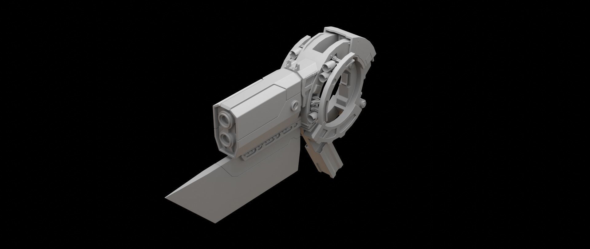 Mecha hard surface submachine gun 3D model_6