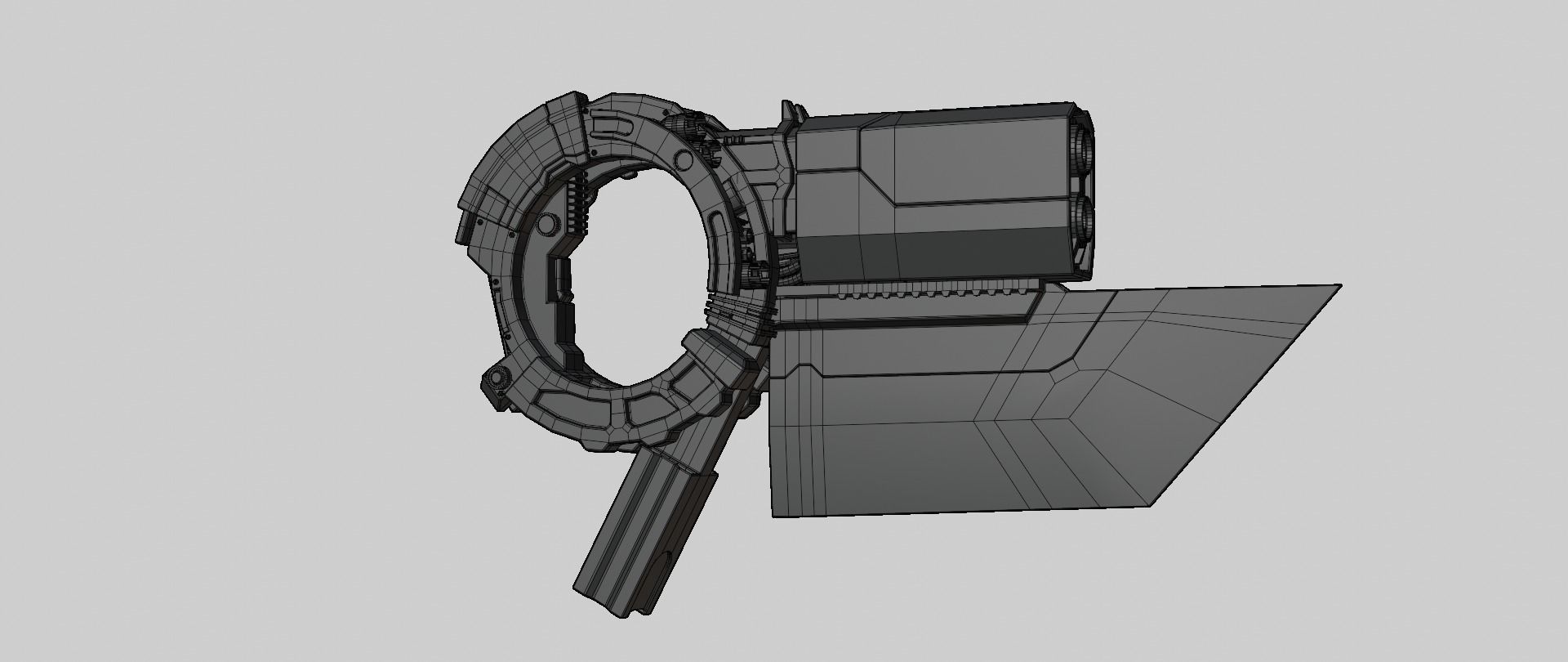 Mecha hard surface submachine gun 3D model_22