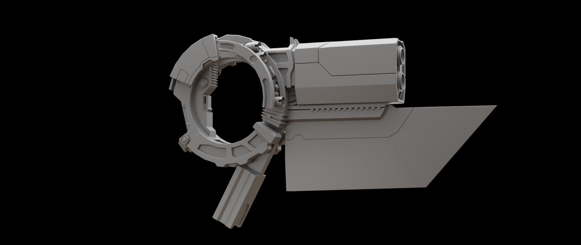 Mecha hard surface submachine gun 3D model_4