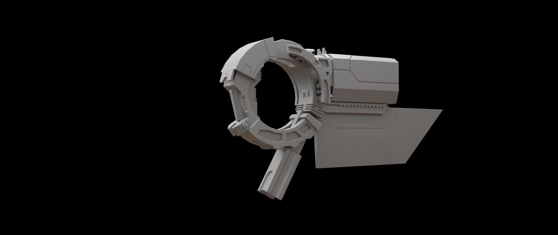 Mecha hard surface submachine gun 3D model_11