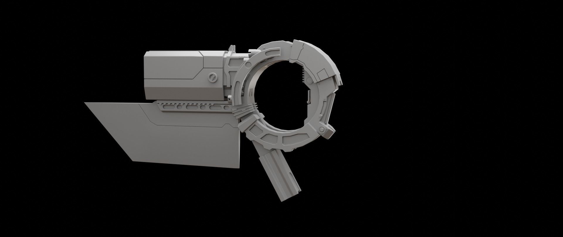 Mecha hard surface submachine gun 3D model_10