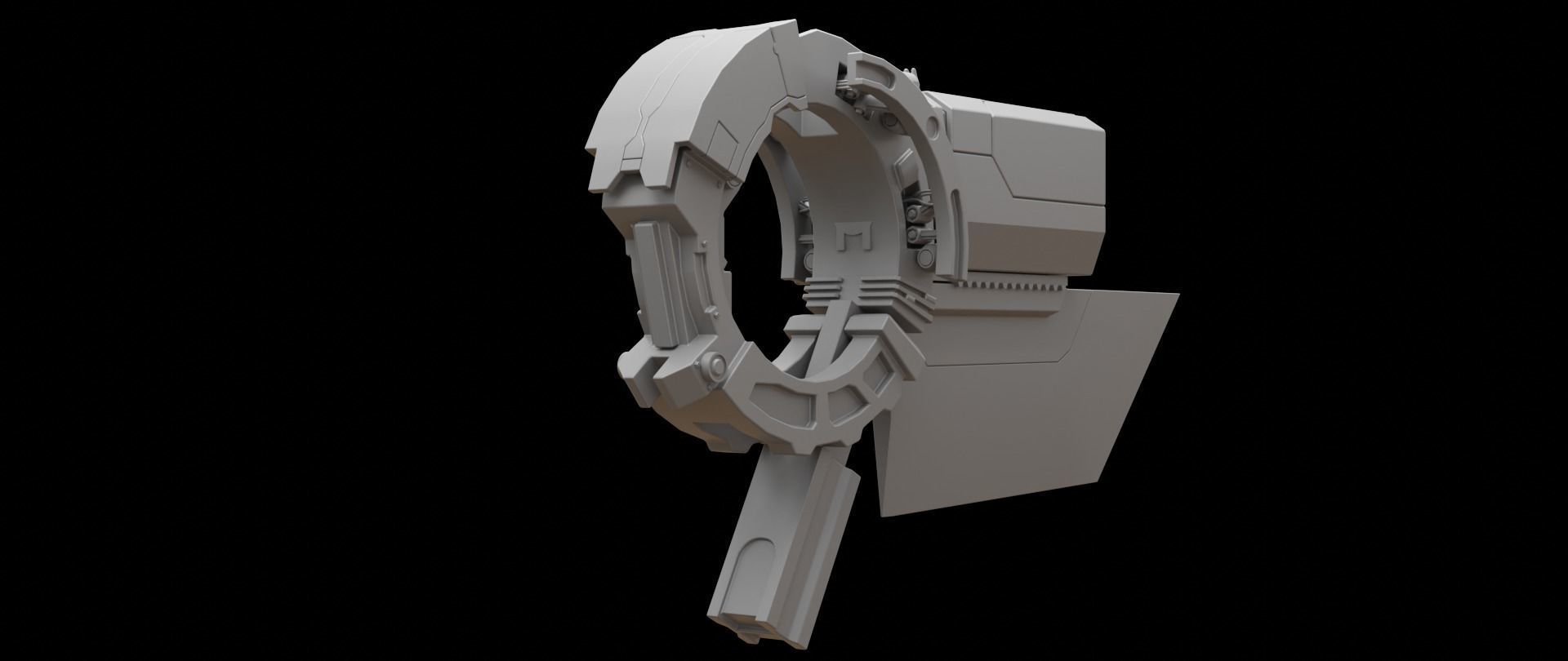 Mecha hard surface submachine gun 3D model_16