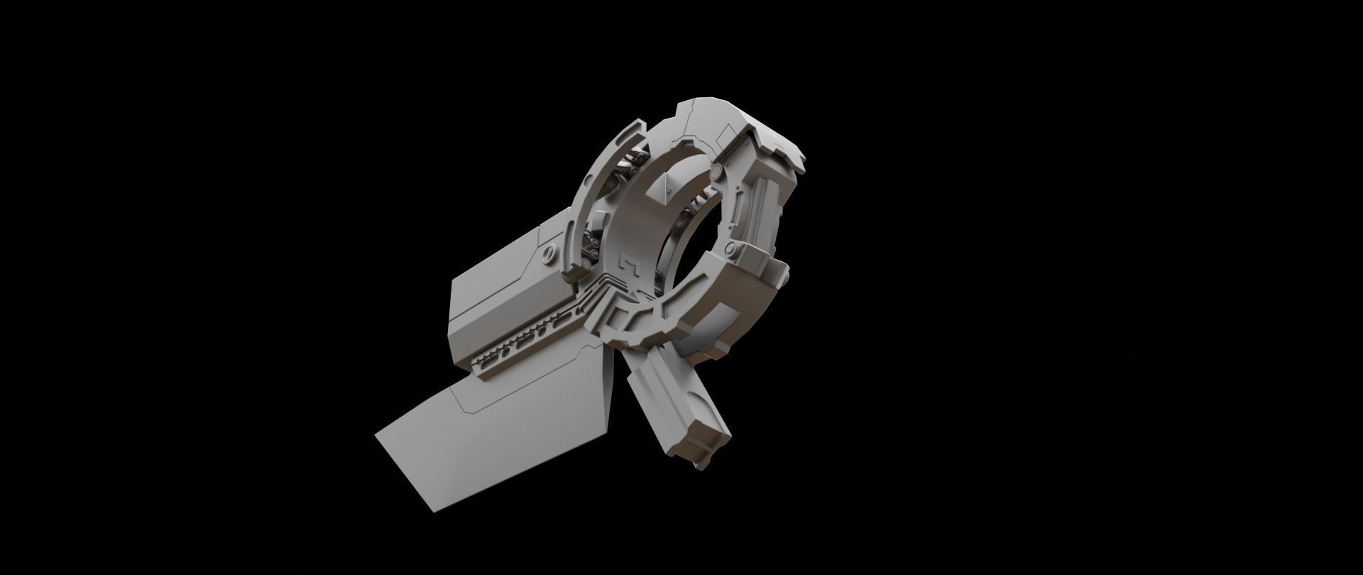 Mecha hard surface submachine gun 3D model_13