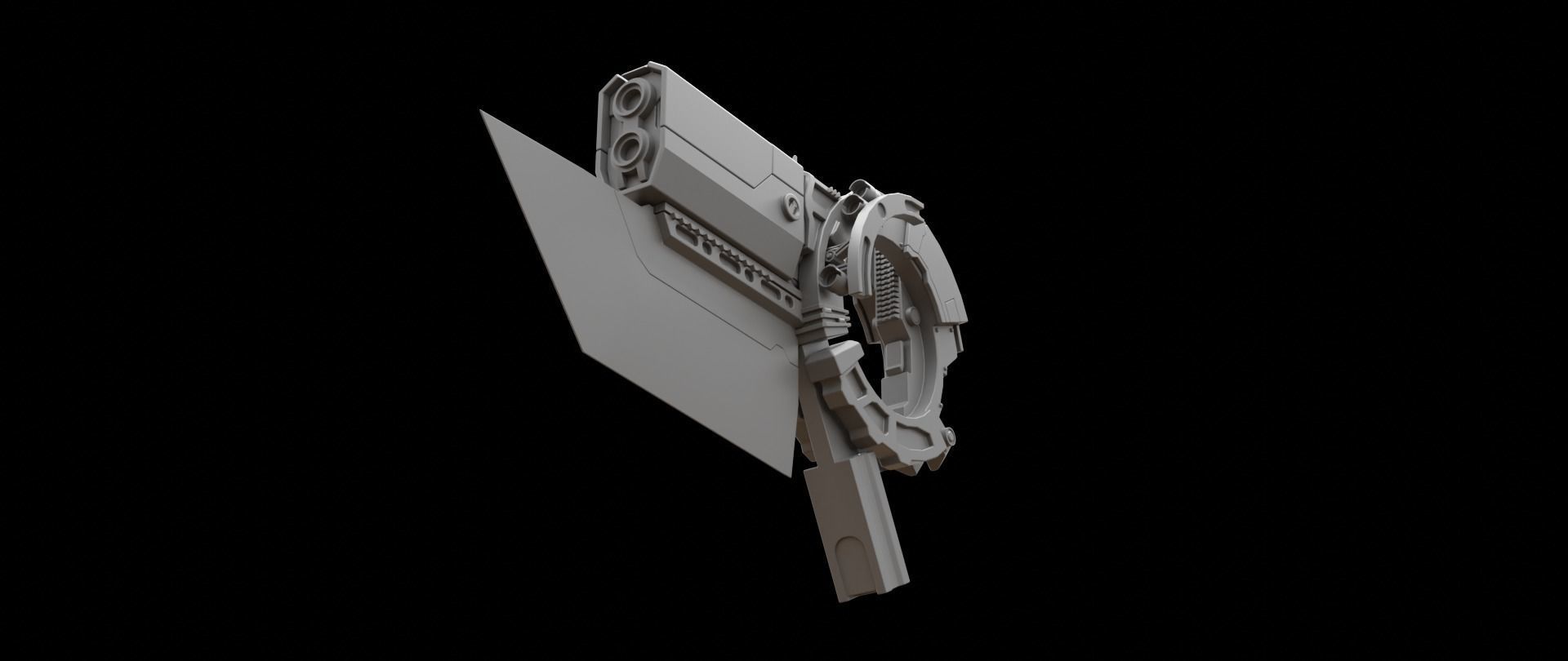 Mecha hard surface submachine gun 3D model_7