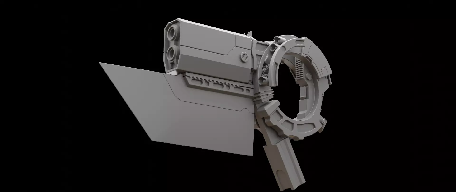 Mecha hard surface submachine gun 3D model_0