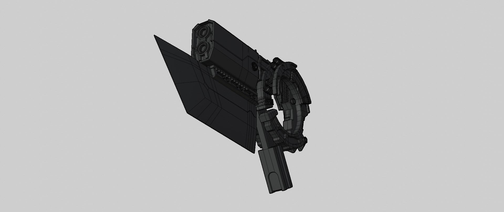 Mecha hard surface submachine gun 3D model_20