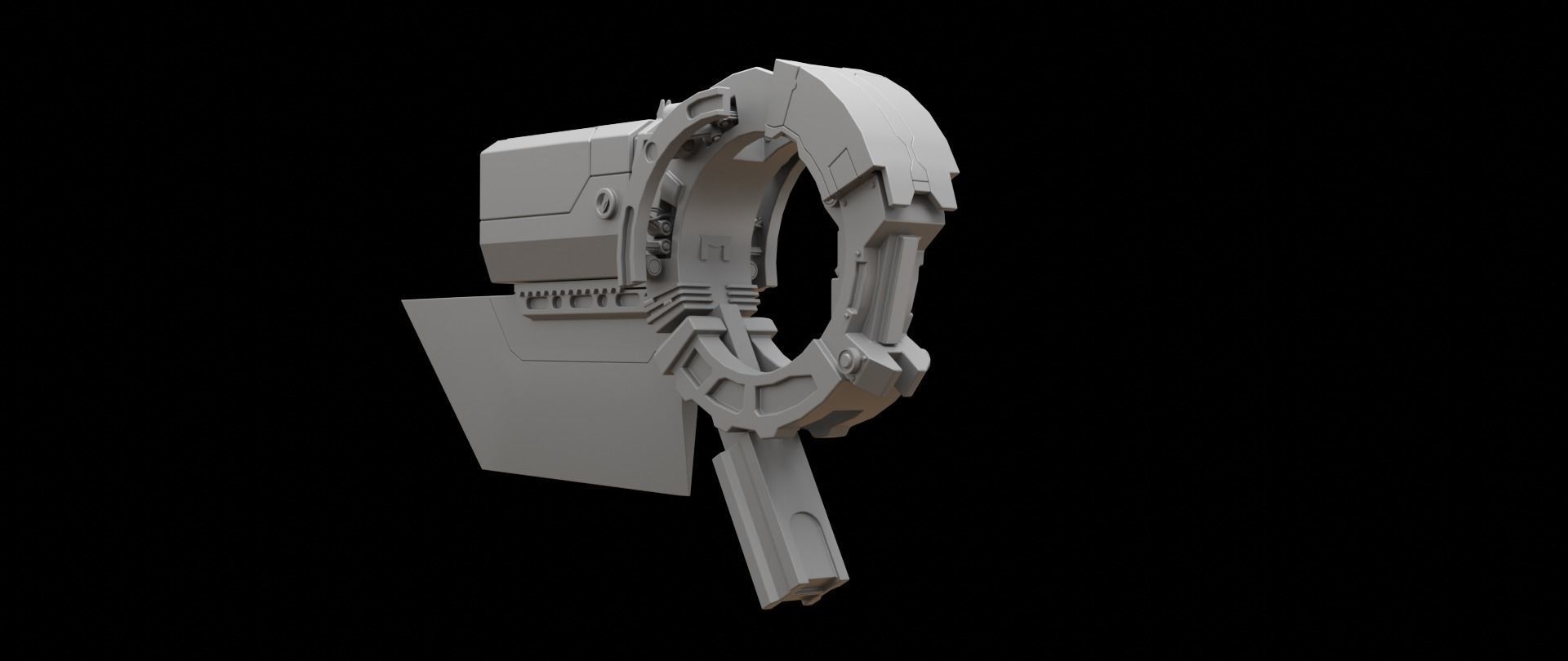 Mecha hard surface submachine gun 3D model_9
