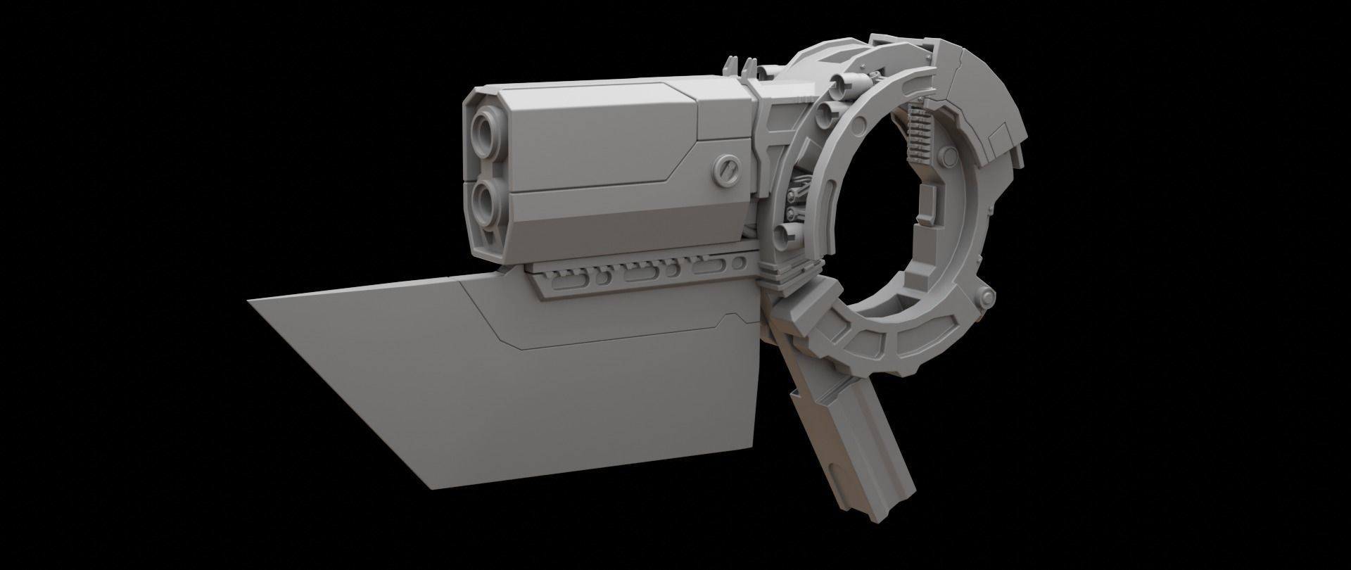 Mecha hard surface submachine gun 3D model_14