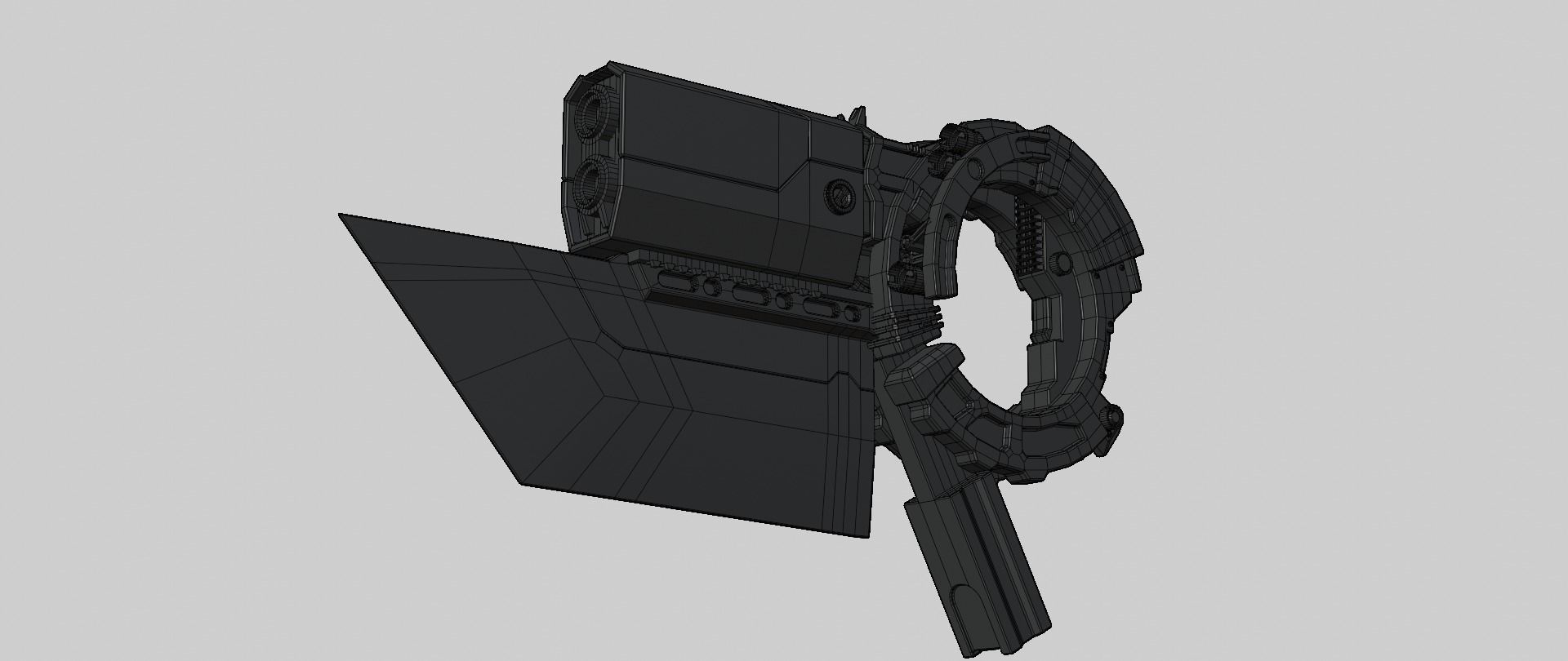 Mecha hard surface submachine gun 3D model_18