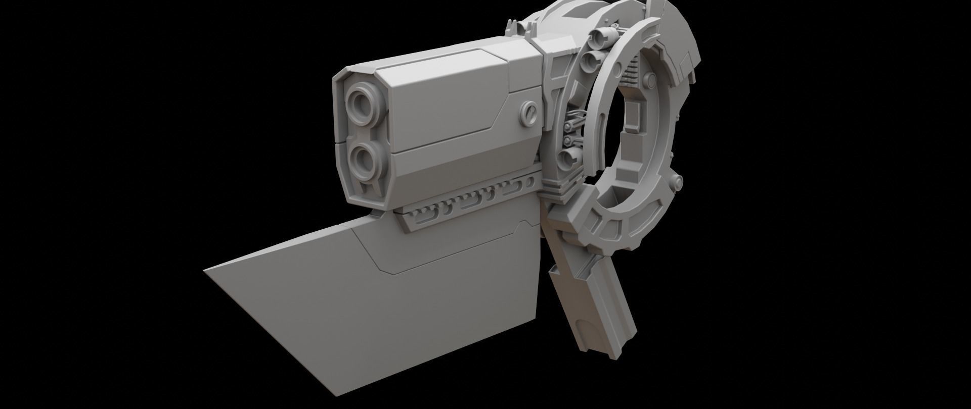 Mecha hard surface submachine gun 3D model_2