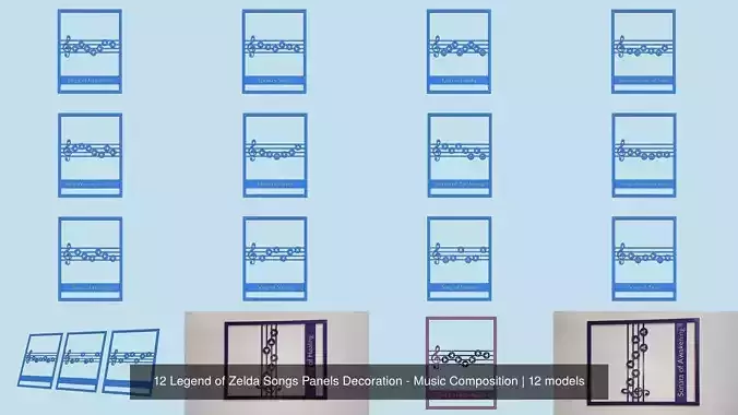 12 Legend of Zelda Songs Panels Decoration - Music Composition