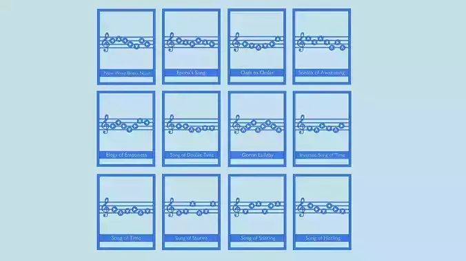 12 Legend of Zelda Songs Panels Decoration - Music Composition 3D Model Collection