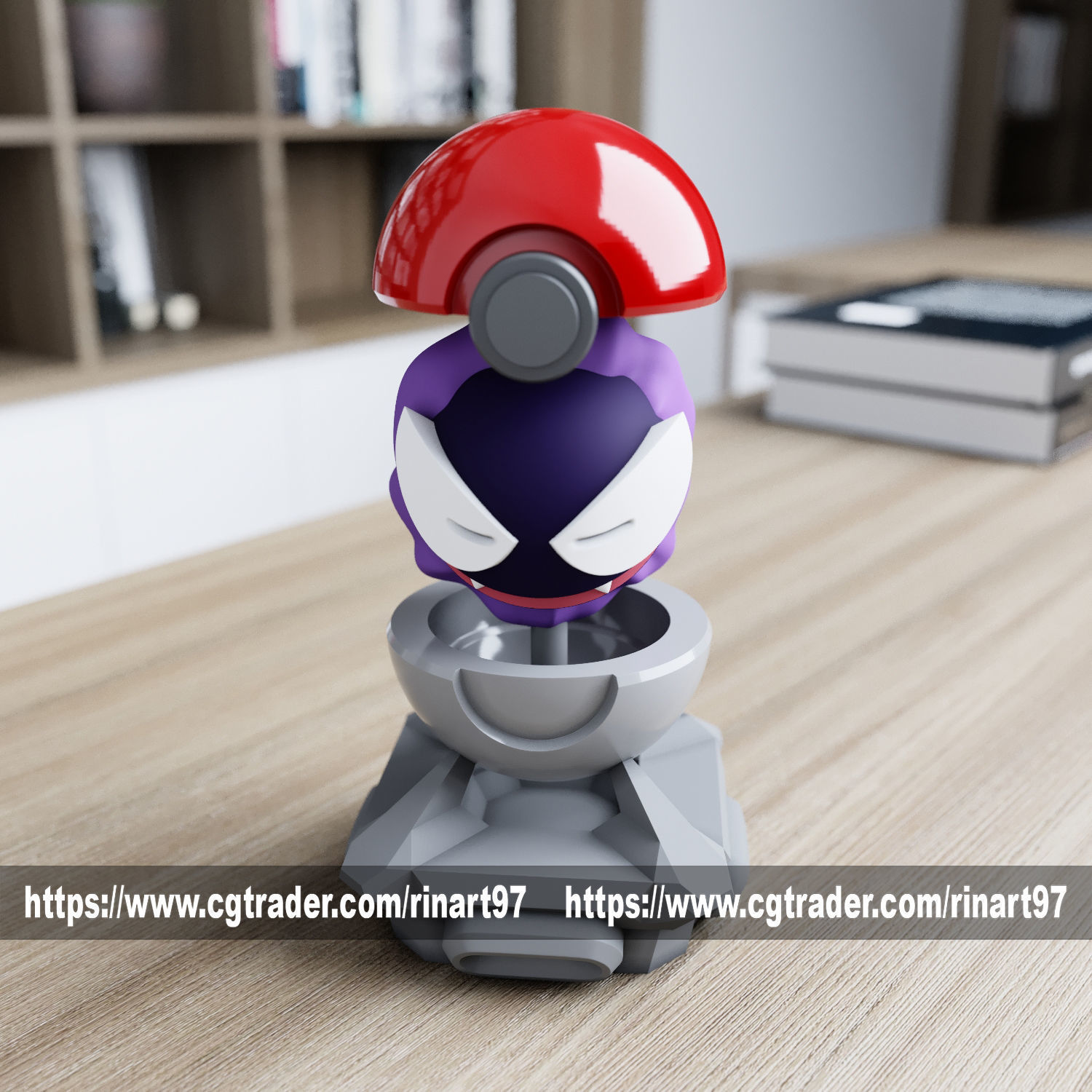 Gastly in pokeball from pokemon 3D print model_8