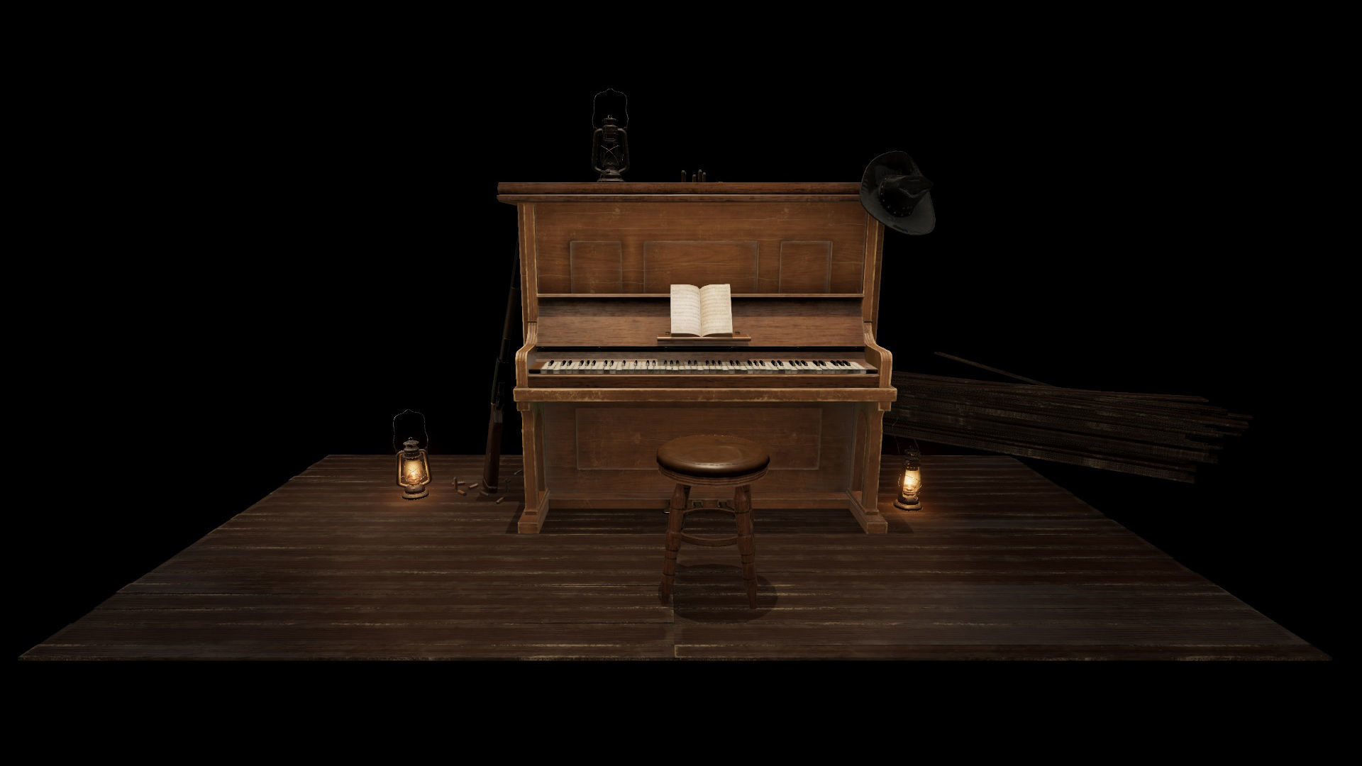 Wild West Upright Piano Vol 01 Low-poly 3D model_21