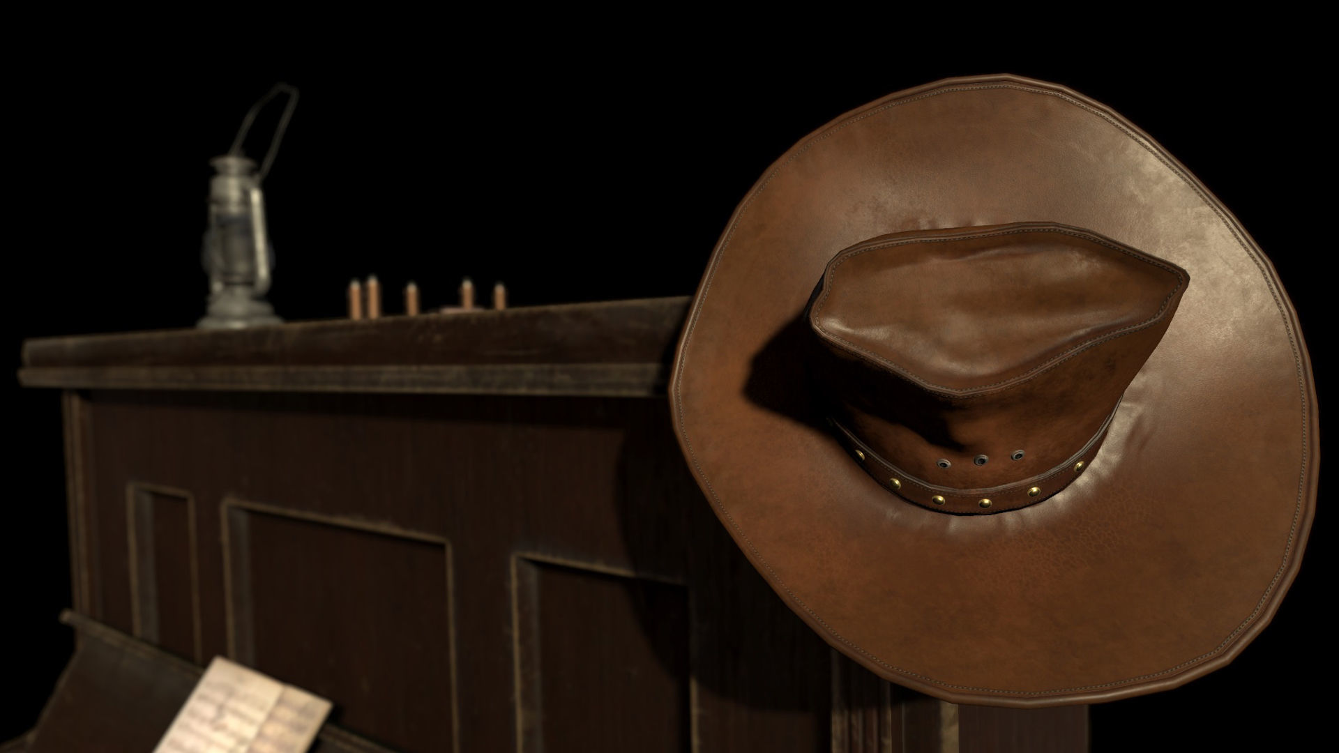 Wild West Upright Piano Vol 01 Low-poly 3D model_28
