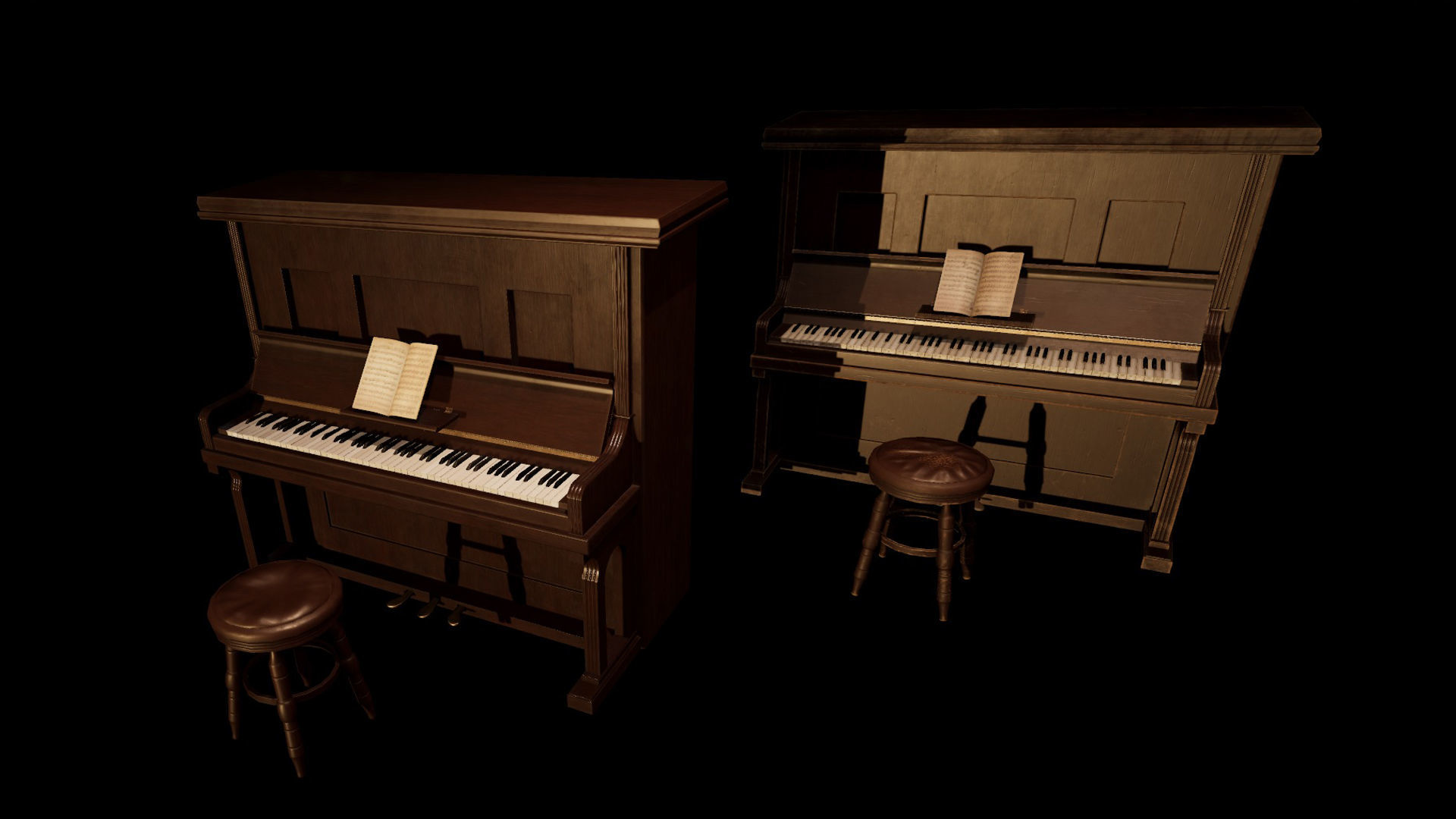 Wild West Upright Piano Vol 01 Low-poly 3D model_12