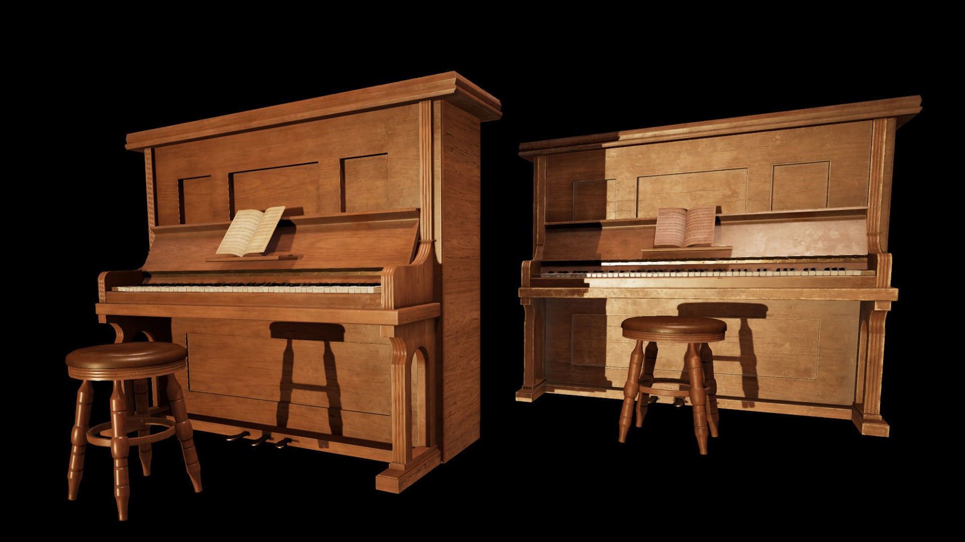Wild West Upright Piano Vol 01 Low-poly 3D model_7