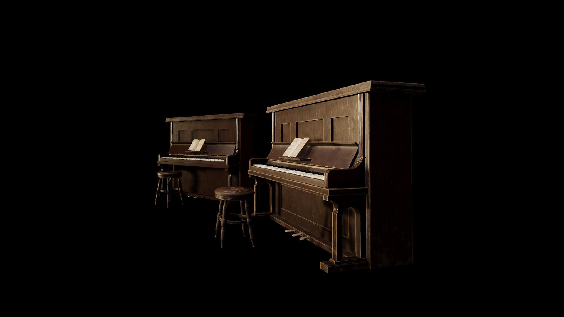 Wild West Upright Piano Vol 01 Low-poly 3D model_13