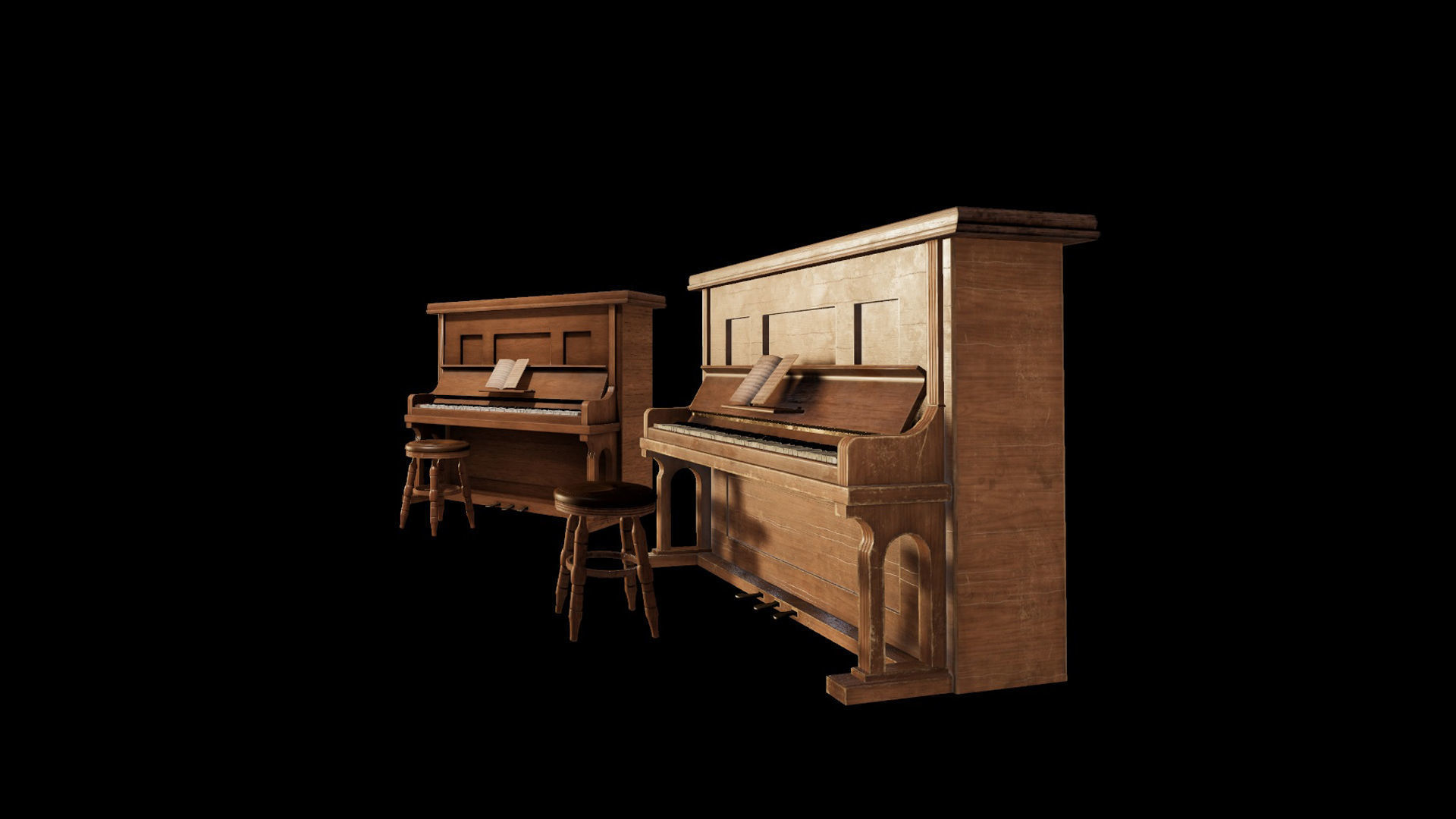 Wild West Upright Piano Vol 01 Low-poly 3D model_9