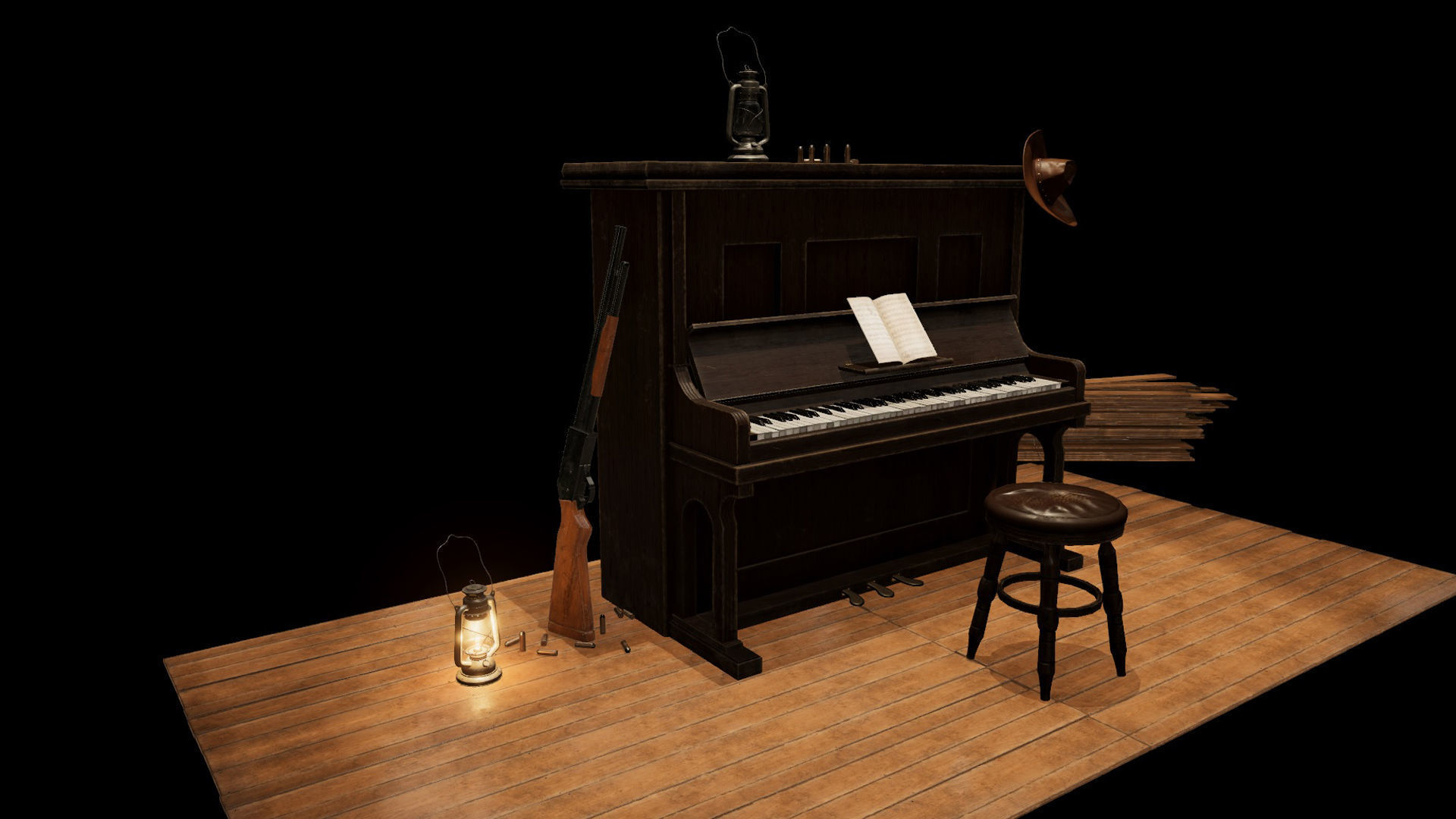 Wild West Upright Piano Vol 01 Low-poly 3D model_24