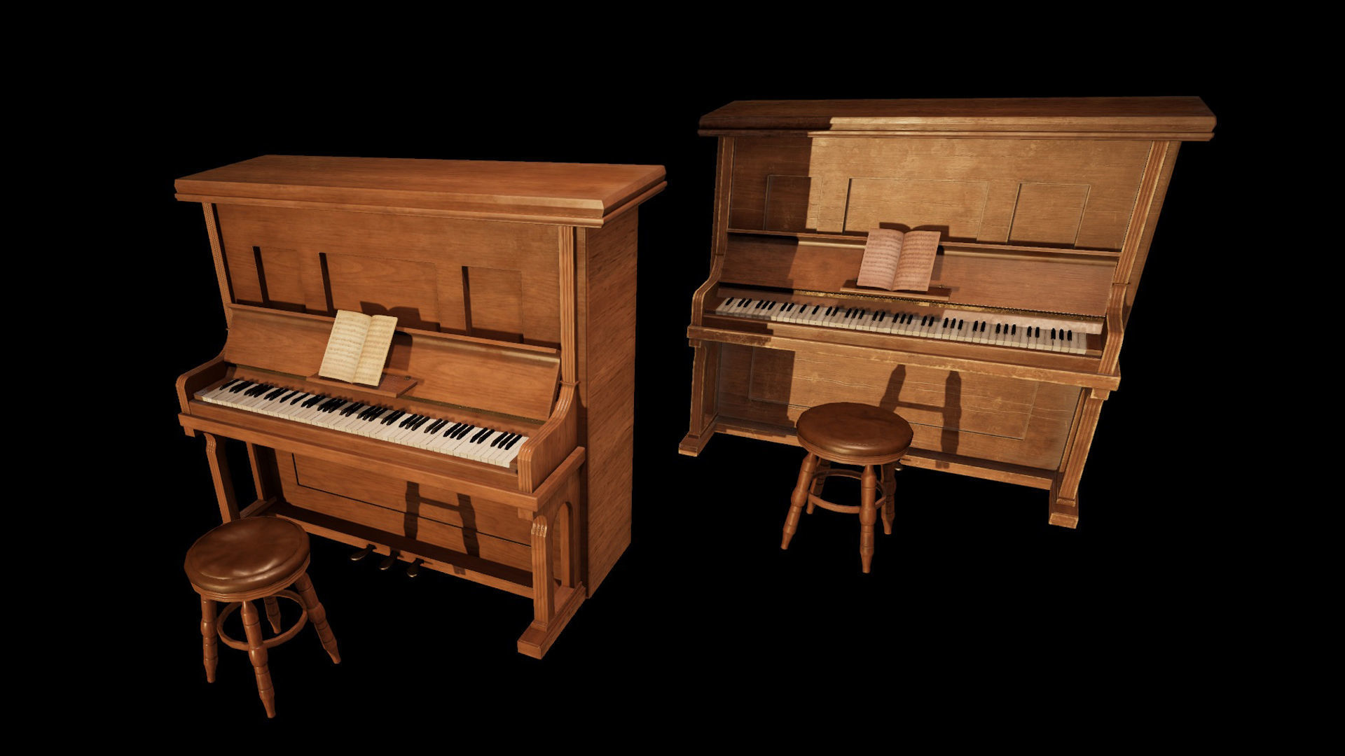 Wild West Upright Piano Vol 01 Low-poly 3D model_8