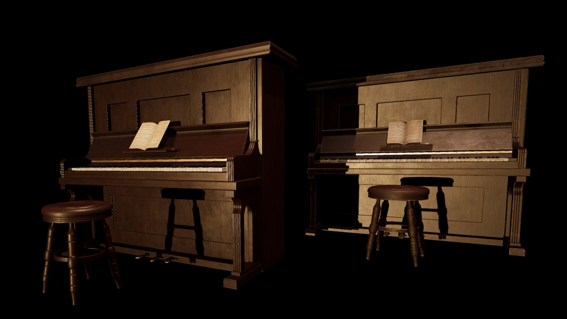 Wild West Upright Piano Vol 01 Low-poly 3D model_11