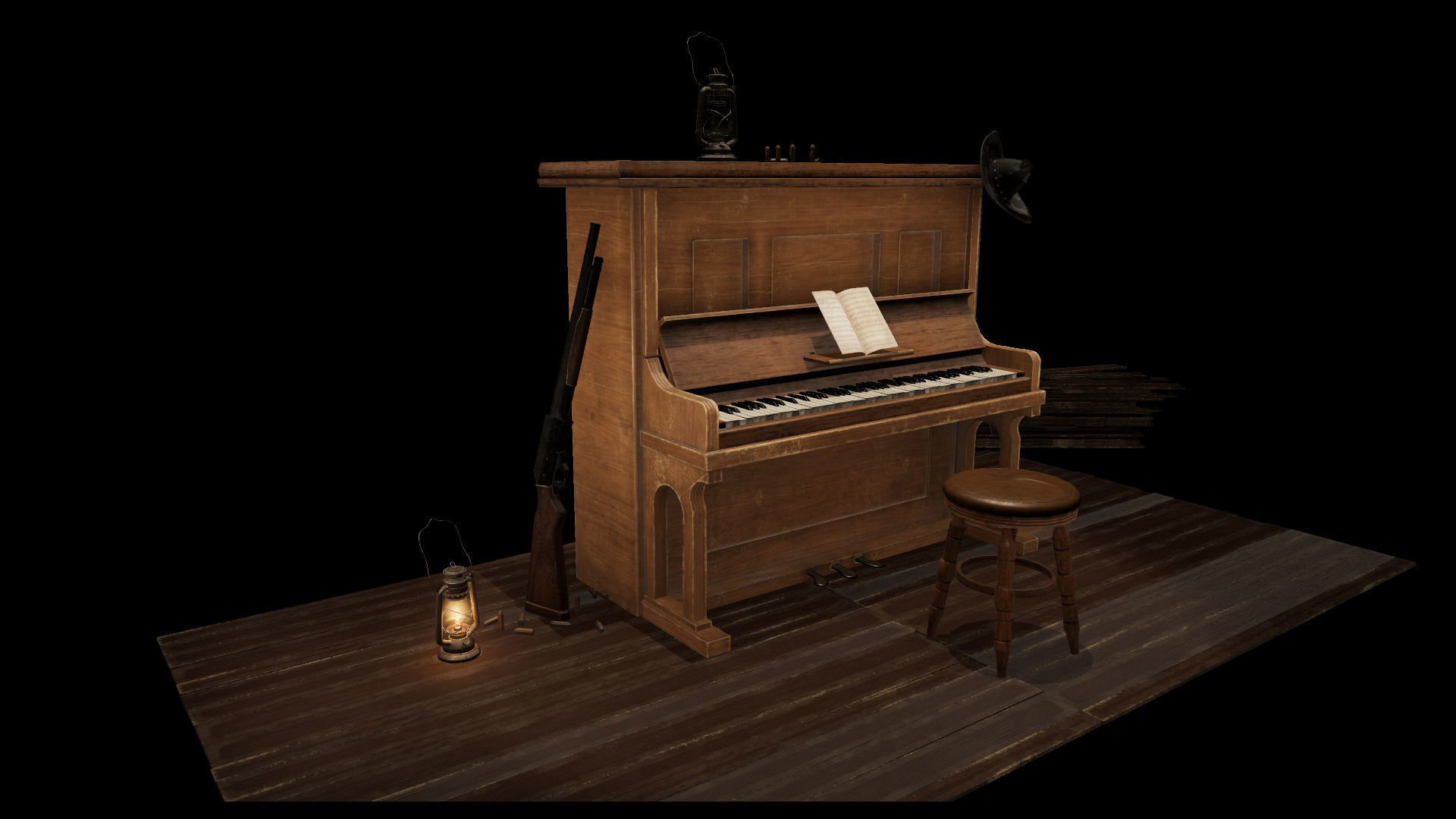 Wild West Upright Piano Vol 01 Low-poly 3D model_23