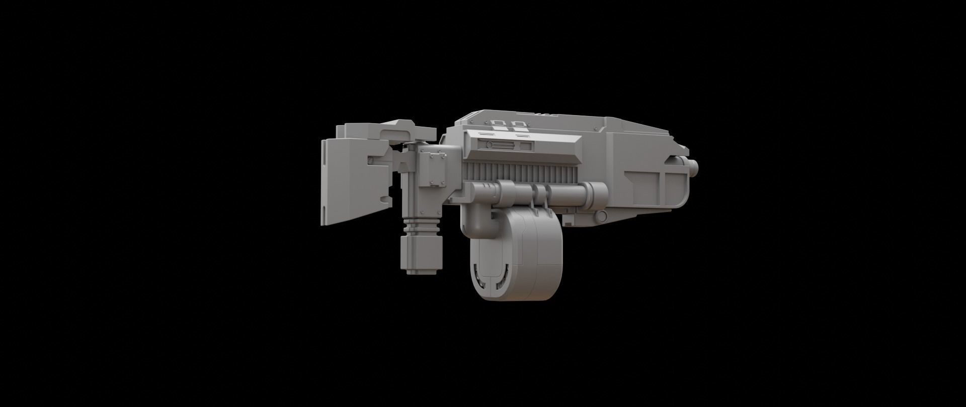 Mecha hard surface submachine gun 3D model_11