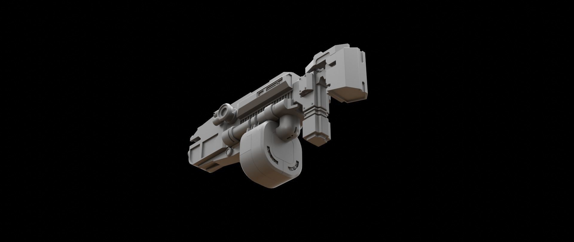 Mecha hard surface submachine gun 3D model_12