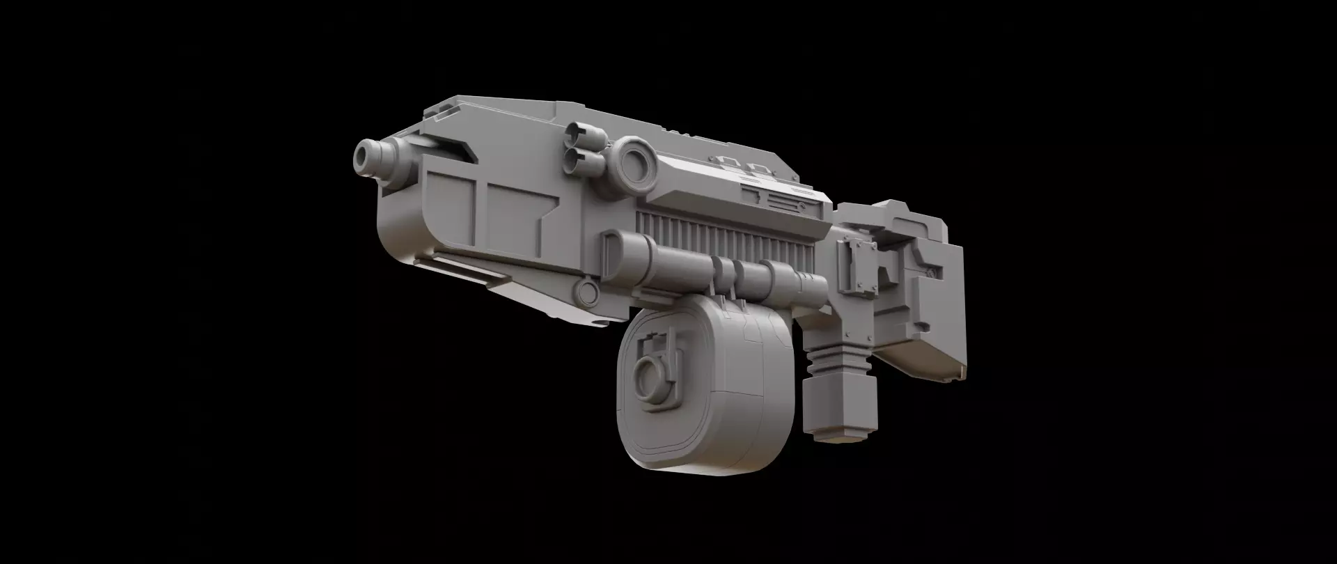 Mecha hard surface submachine gun 3D model_0