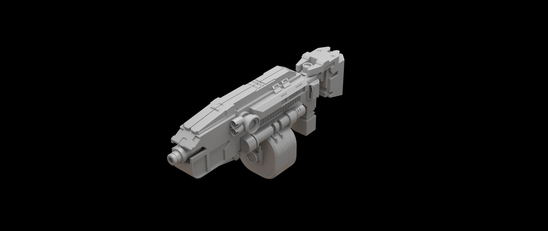 Mecha hard surface submachine gun 3D model_6