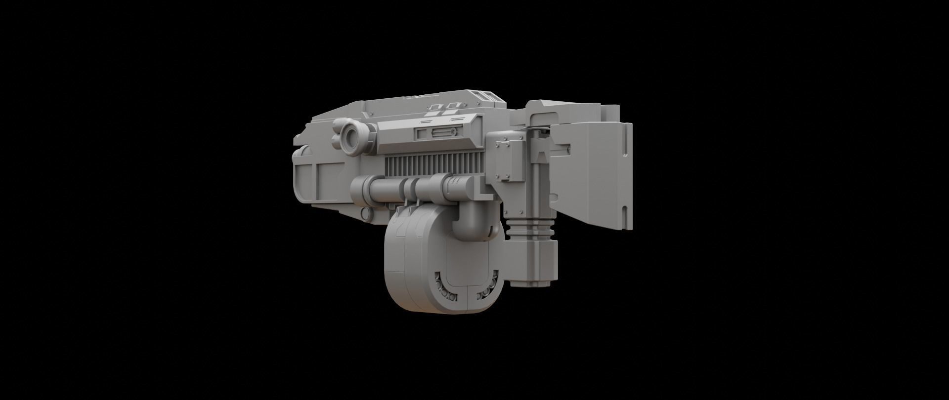 Mecha hard surface submachine gun 3D model_9
