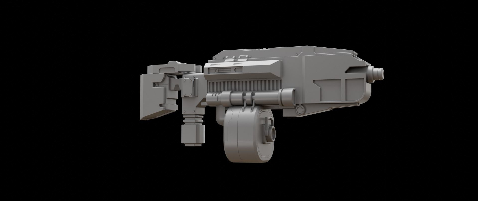 Mecha hard surface submachine gun 3D model_4