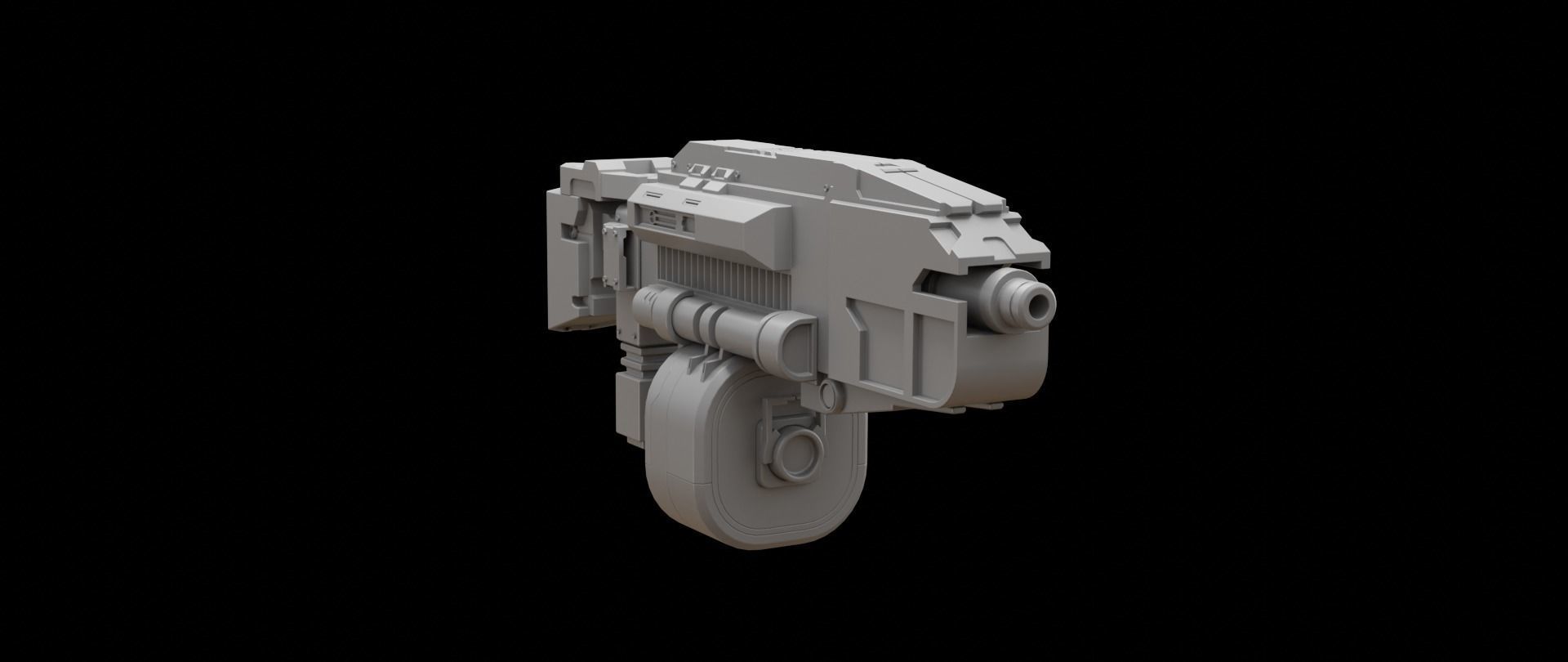 Mecha hard surface submachine gun 3D model_3