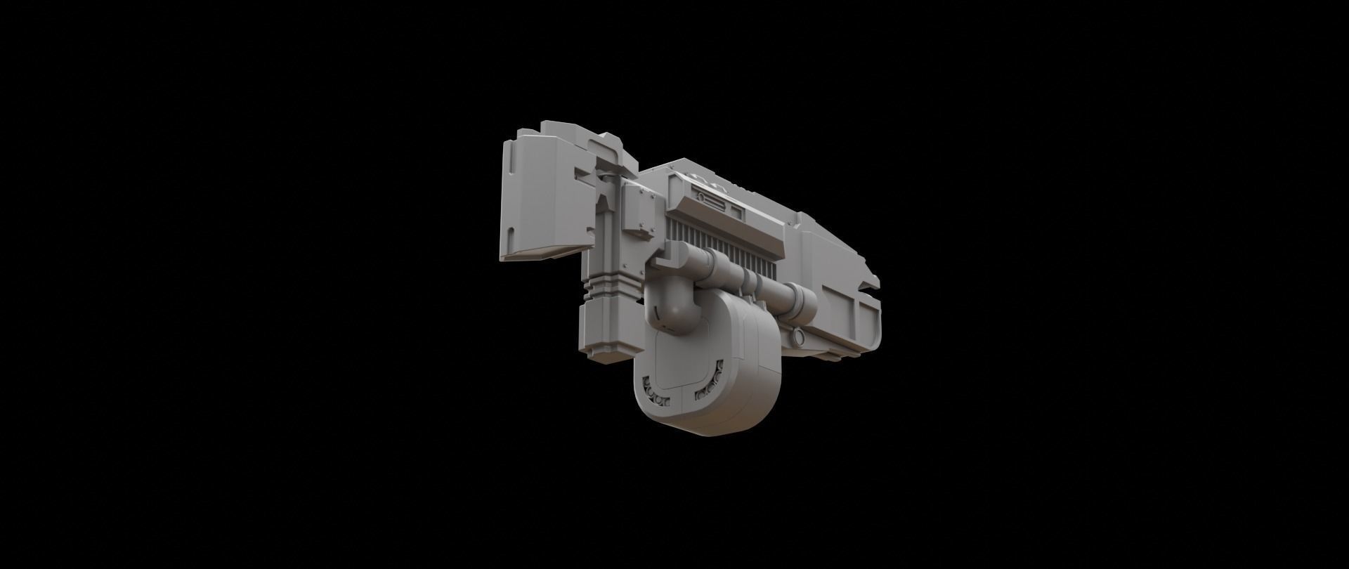 Mecha hard surface submachine gun 3D model_13