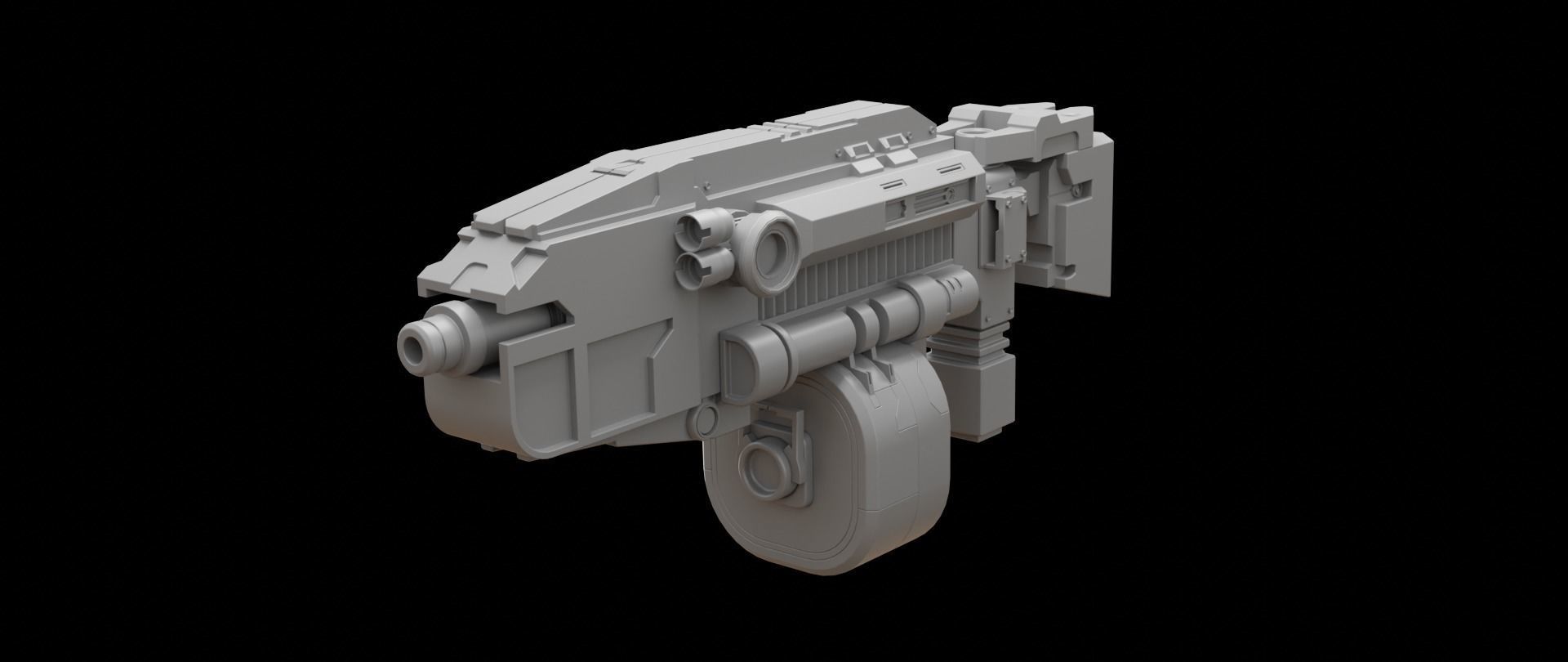 Mecha hard surface submachine gun 3D model_2