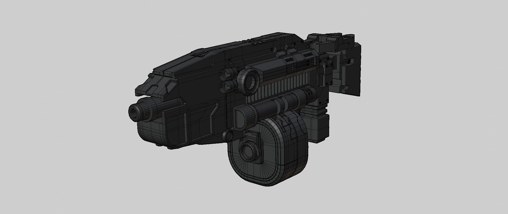 Mecha hard surface submachine gun 3D model_16