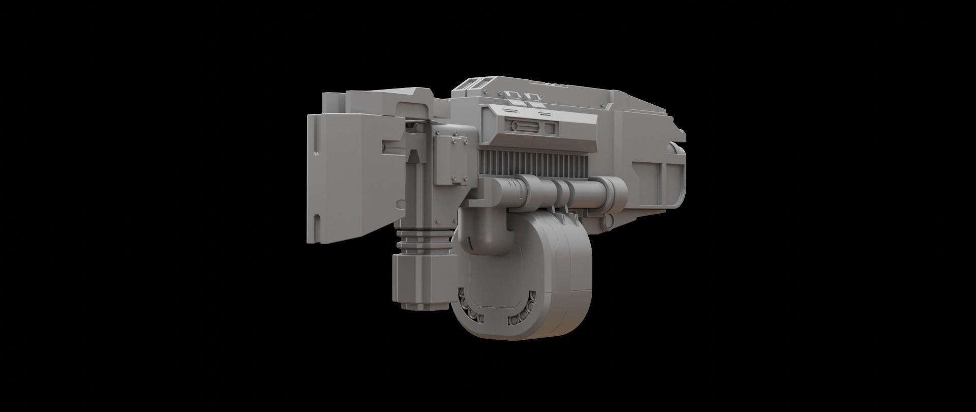 Mecha hard surface submachine gun 3D model_8