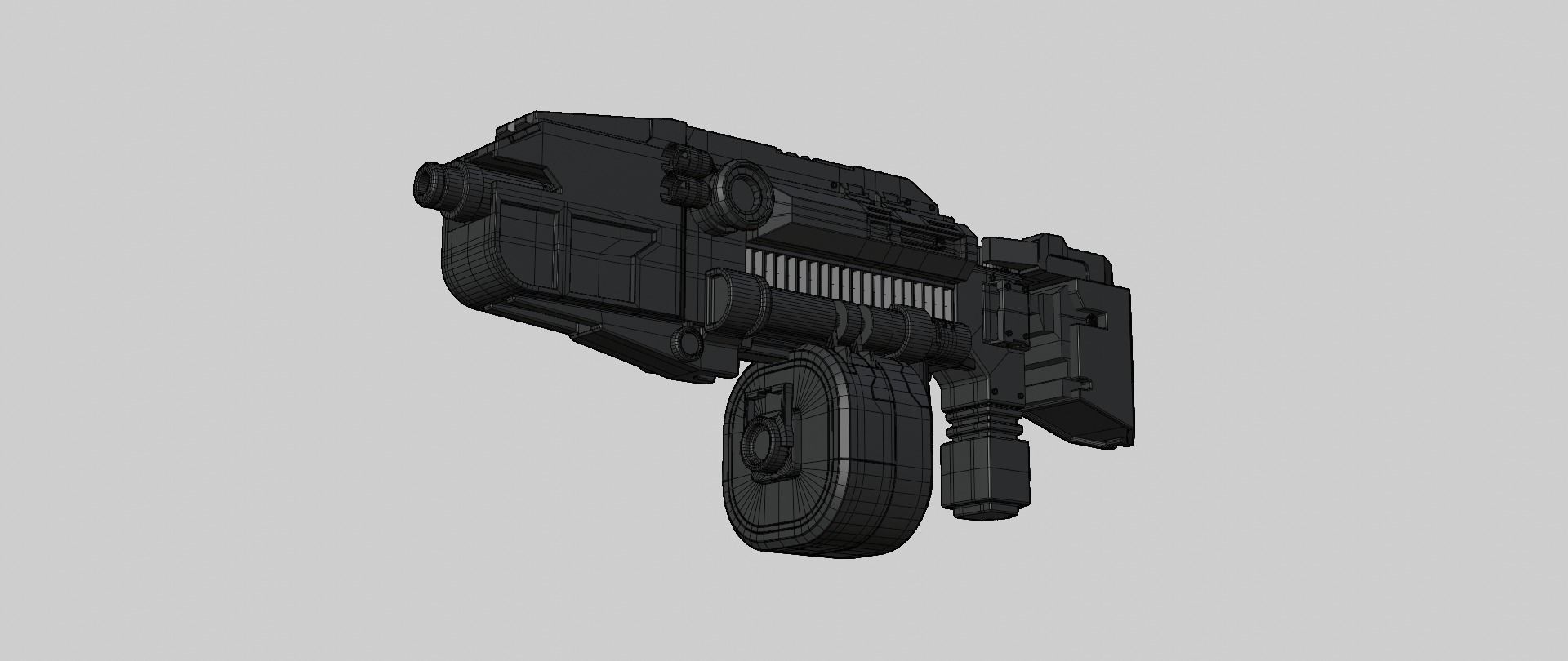 Mecha hard surface submachine gun 3D model_15